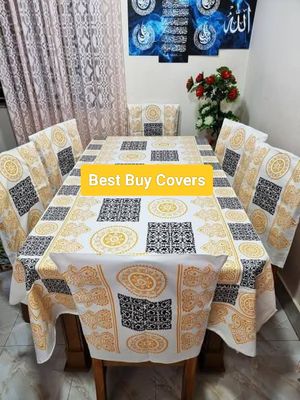 Block Print 6 Seater Dining Table Cloth and Chair Cover_img_20