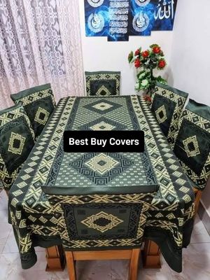 Block Print 6 Seater Dining Table Cloth and Chair Cover_img_23
