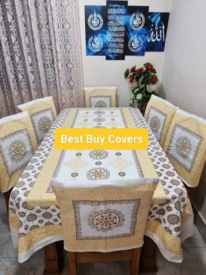 Block Print 6 Seater Dining Table Cloth and Chair Cover_img_22