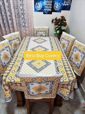 Block Print 6 Seater Dining Table Cloth and Chair Cover_img_24