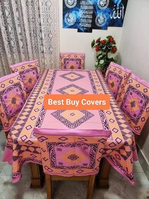 Block Print 6 Seater Dining Table Cloth and Chair Cover_img_25
