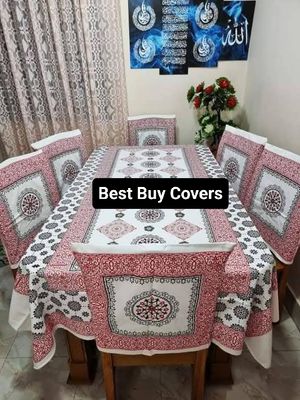 Block Print 6 Seater Dining Table Cloth and Chair Cover_img_26