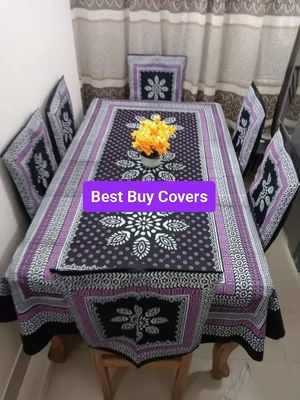 Block Print 6 Seater Dining Table Cloth and Chair Cover_img_29