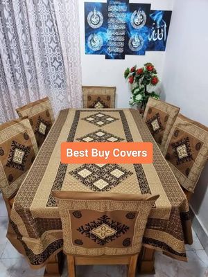 Block Print 6 Seater Dining Table Cloth and Chair Cover_img_30