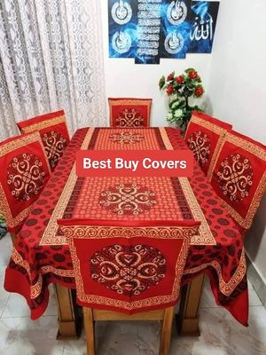 Block Print 6 Seater Dining Table Cloth and Chair Cover_img_31