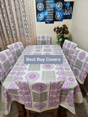 Block Print 6 Seater Dining Table Cloth and Chair Cover_img_33