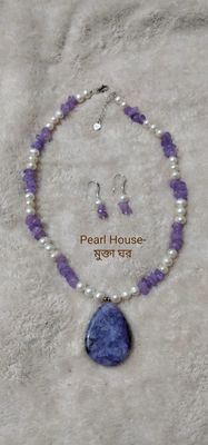 Pearl & coral stone combination neckpiece_img_0