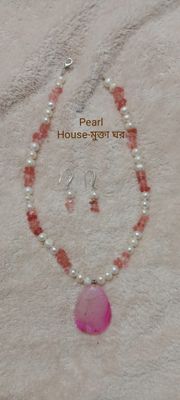 Pearl & coral stone combination neckpiece_img_1