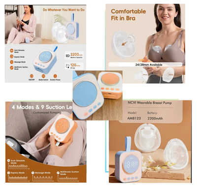 NCVI HANDSFREE WEARABLE double electric breastpump Model- 8123_img_0