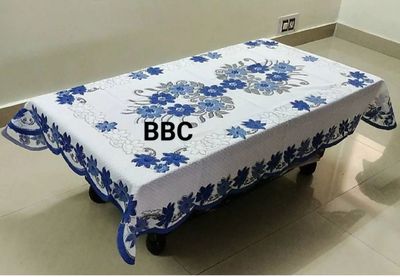 Deaisy Blue and White Bouquet 4 seater (centre) table cover (60/40 inch)_img_0