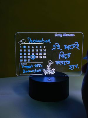 GearUP Multicolor Acrylic Night Lamp with Writable Calendar Board and Erasable Pen_img_1