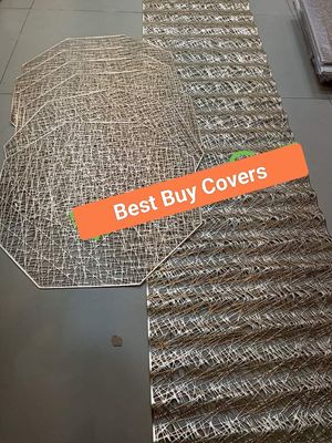 (7 pice set)MatNordic PVC Placemat Golden  Octagonal Round Kitchen Dining Table Mats_img_1