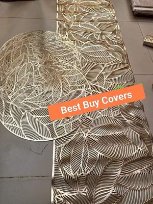 (7 pice set)MatNordic PVC Placemat Golden  Octagonal Round Kitchen Dining Table Mats_img_2