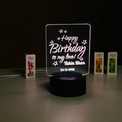 Customizable Happy Birthday Design Acrylic Multicolor Night Lamp_img_0