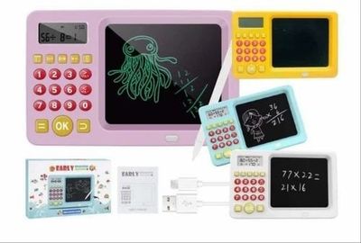 2 in 1) LCD Writing Tablet Slate with Calculator Toy Math Learning Machine for Kids Children Baby_img_1