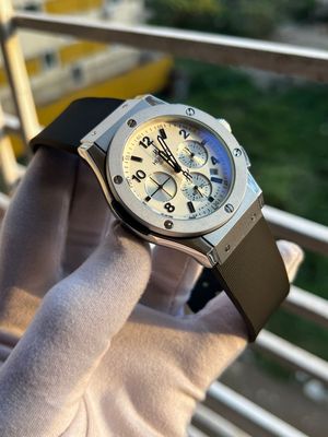 Hublot Big Bang Silver Case White Dial Black Fiber Belt AA_img_0