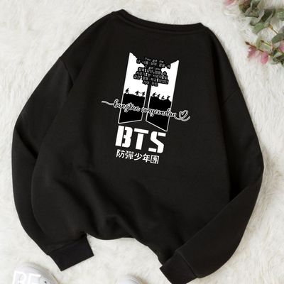 BTS Full Sleeve T-shirt - White Black Stylish logo_img_0