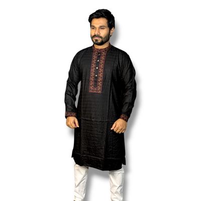 Elite embroidered panjabi black color_img_1