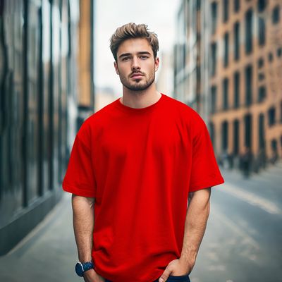 Solid Dropshoulder T-shirt ( Red )_img_0