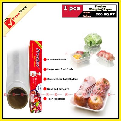 Fresher Plastic Stretch Wrapping ploy paper (200 SQ.FT) for keeping Food fresh Food grade-1 Roll_img_0