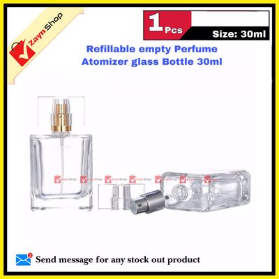 Empty Perfume Atomizer Refillable Spray 30ml Bottle 1pcs - Transparent Glass Square Shape - Very Comfortable and Fashionable_img_4