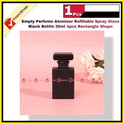 Empty Perfume Atomizer Refillable Spray Glass Black Bottle Rectangle Shape 30ml 1pcs_img_2
