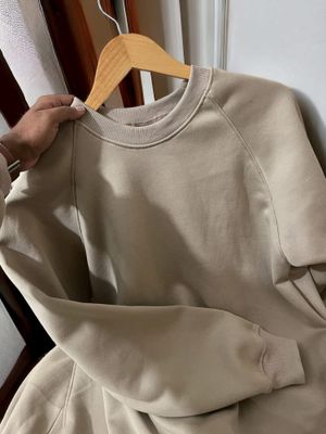 Beige colour oversized sweatshirt- Ragline sleeve_img_0