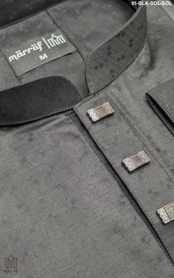 Chic Black Panjabi with Subtle Dot Design_img_0