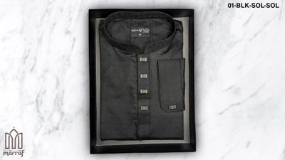 Chic Black Panjabi with Subtle Dot Design_img_1