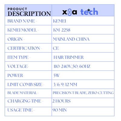 KEMEI KM-5857 5 in 1 Professional Hair Trimmer_img_7