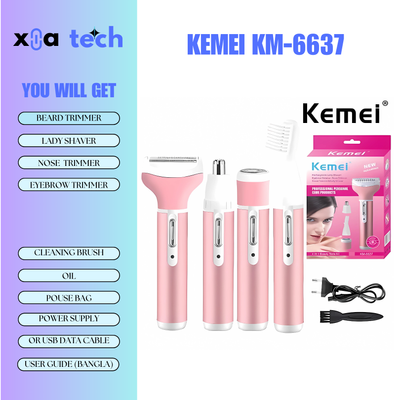 KEMEI KM-6637 Multi-Functional 4 In 1 Rechargeable Women Body Shaver_img_1