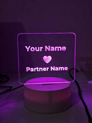 Customizable Love Acrylic Lamp (X Love Y) – Black_img_1