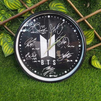 BTS Wall Clock - Black White Logo and Signature_img_0