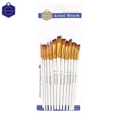 Keep Smiling Artist Brush Set - 12 pcs (Flat & Round mix)(White)_img_0