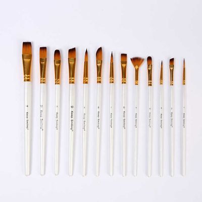 Keep Smiling Artist Brush Set - 12 pcs (Flat & Round mix)(White)_img_1