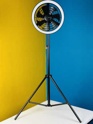 JISULIFE FA17 Rechargeable Fan With LED Ceiling Fan With Long Tripod Stand- Black Color_img_1