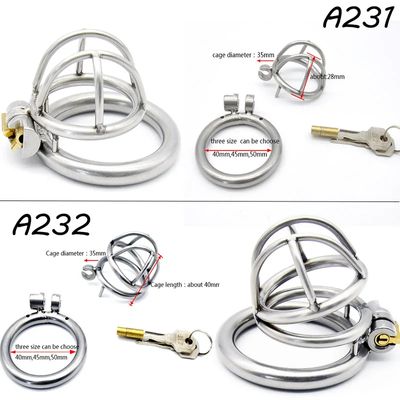Lockable Stainless Steel Male Chastity Device Belt Cock Cage with 3 Size Penis Ring Bondage Adult Game Sex Toys for Men A231_img_0