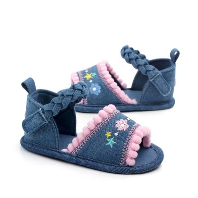 Baby Girls Embroidery Denim Sandals (0 to 12 months) for yours BABUU_img_0