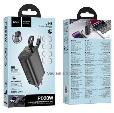 Hoco J148 Handy PD20W 5000mAh Power Bank EU plug – Black_img_1