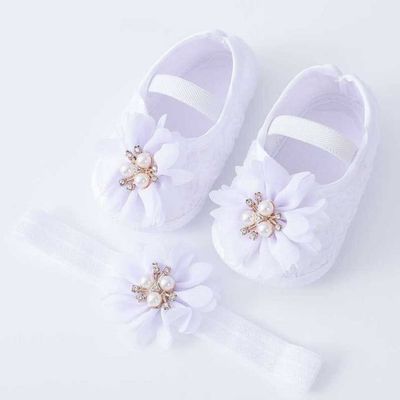 Gorgeous Stone Flower Baby Girl Band Shoe_img_0