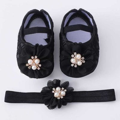 Gorgeous Stone Flower Baby Girl Band Shoe_img_1
