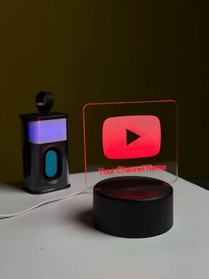 Customizable Youtube Logo Design Acrylic Multicolor Night Lamp – Black_img_1