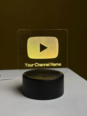 Customizable Youtube Logo Design Acrylic Multicolor Night Lamp – Black_img_2