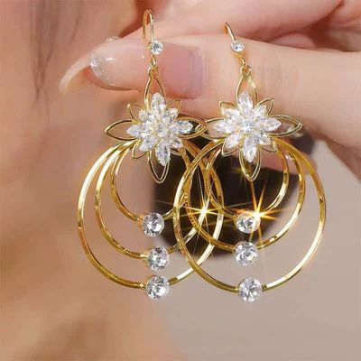 Crystal flower multilayer earrings Colour guaranteed_img_0