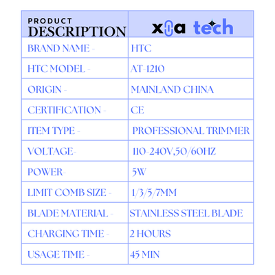 HTC At- 1210 Professional Hair Trimmer for Men_img_4