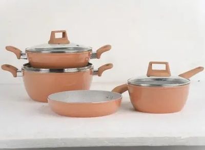 Kiam Die-Casting 7 Set Non-Stick Pan Ceramic Coated-Brown Color ._img_0