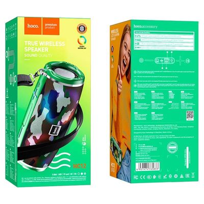 Hoco HC12 RGB Wireless Bluetooth Speaker – Camouflage Green Color_img_1