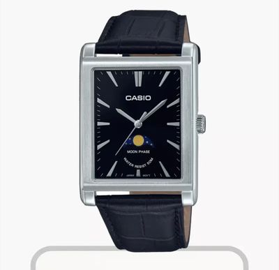 Casio Moon Phase Black Dial Leather Men's Watch- MTP-M105L-1AV_img_2