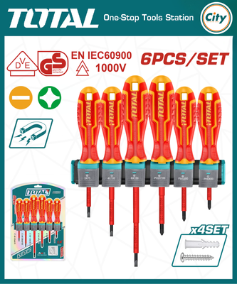 6 Pcs 1000 Volt Insulated Screwdriver Set TOTAL TOOLS THTIS566_img_0