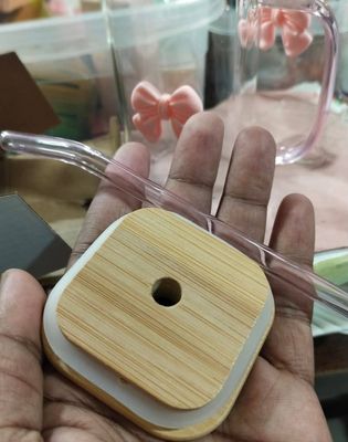 Alhamdulillah Beautiful Bow🎀MUG🍺Huge Available In Stock Lid Ta Original Bamboo MadeCapacity 390ml_img_2